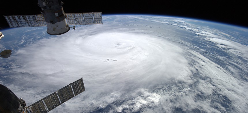 Hurricane Gonzalo looms large as viewed from the International Space Station. 