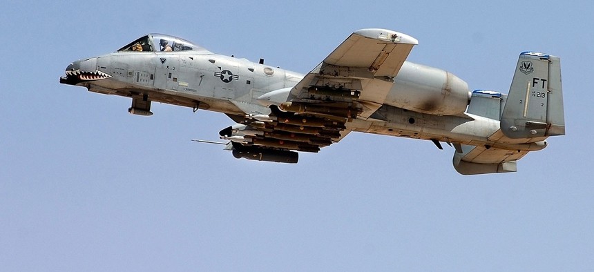 An A-10 Warthog takes off from Al Asad Air Base in Iraq in 2007.
