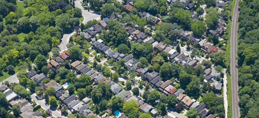 An aerial view of Levittown, New York.