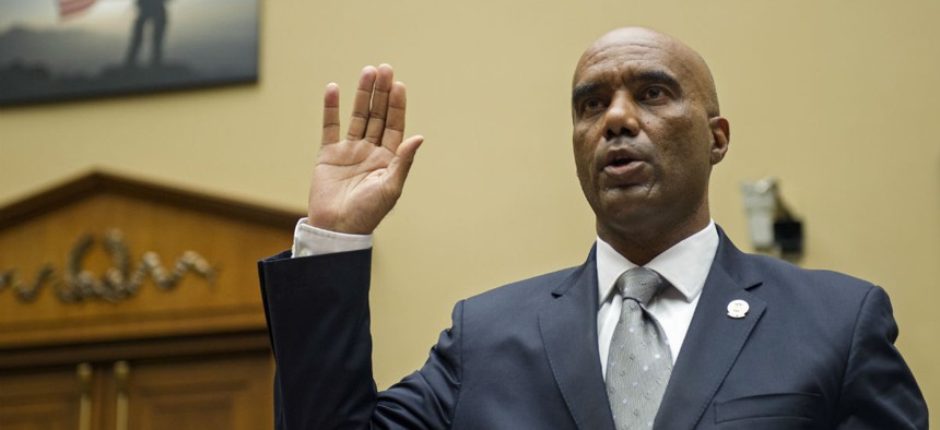 Federal Air Marshal Service Director Roderick Allison is sworn in on Capitol Hill in Washington, Thursday, Sept. 17.