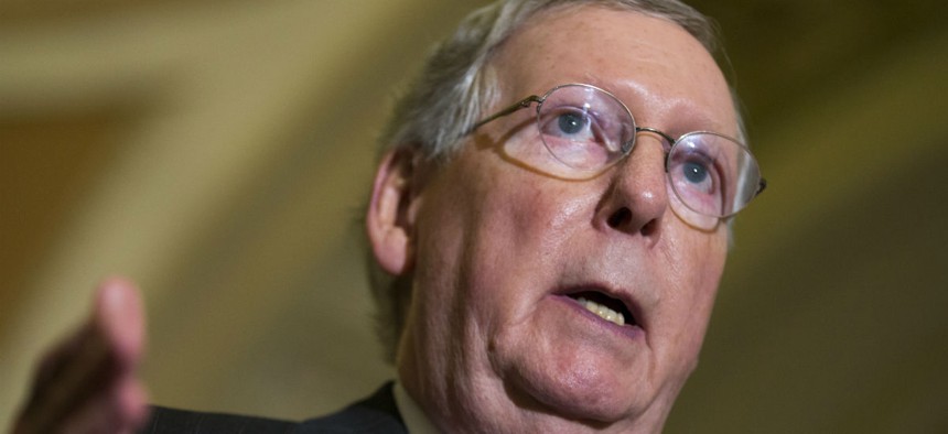 Senate Majority Leader Mitch McConnell introduced the short-term spending bill. 