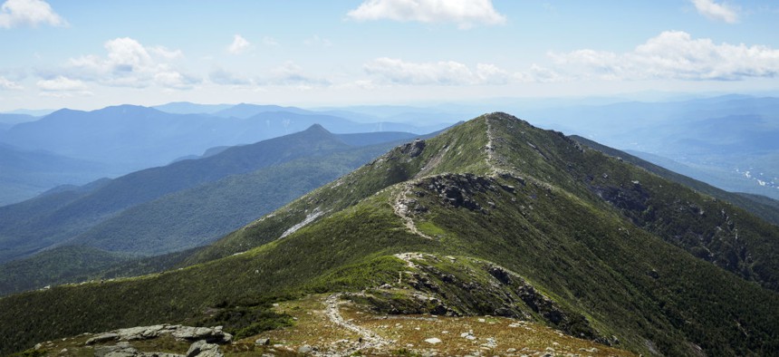 A section of the Appalachian Trail in the White Mountains of New Hampshire. The Land and Wa­ter Con­ser­va­tion Fund has been responsible for preserving historic sites, parks and the trail. 