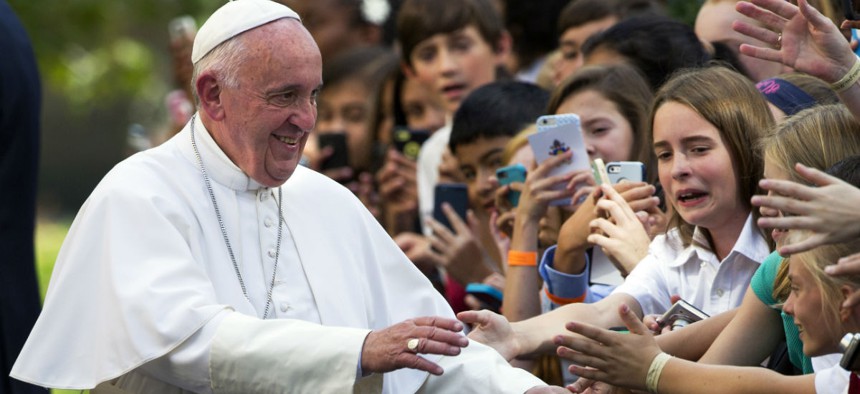 Pope Francis greeting schoolchildren in Washington last week.