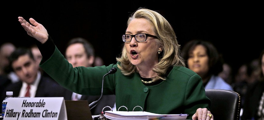 Secretary of State Hillary Rodham testifies on Capitol Hill in 2013.