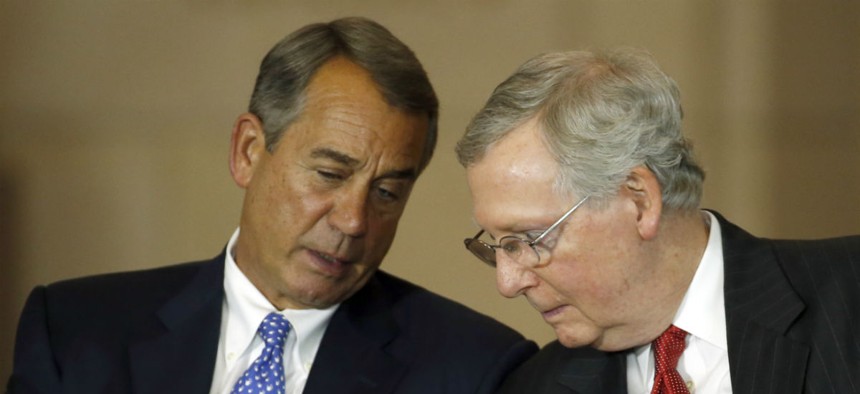 House Speaker John Boehner (left) and Senate Majority Leader Mitch McConnell. The Senate had been waiting for the House to act, but it now looks like the Senate may have to make the first move. 