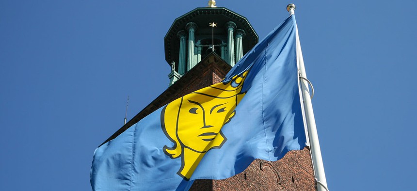 Stockholm's city flag is inspired by a mediaeval seal of the city featuring St. Eric.