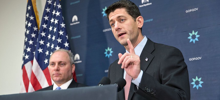 Paul Ryan and Steve Scalise spoke on the issue of Syrian refugees Tuesday in Washington.
