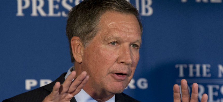 Republican presidential contender Ohio Gov. John Kasich called for a new agency to promote “Judeo-Christian Western values” abroad. 