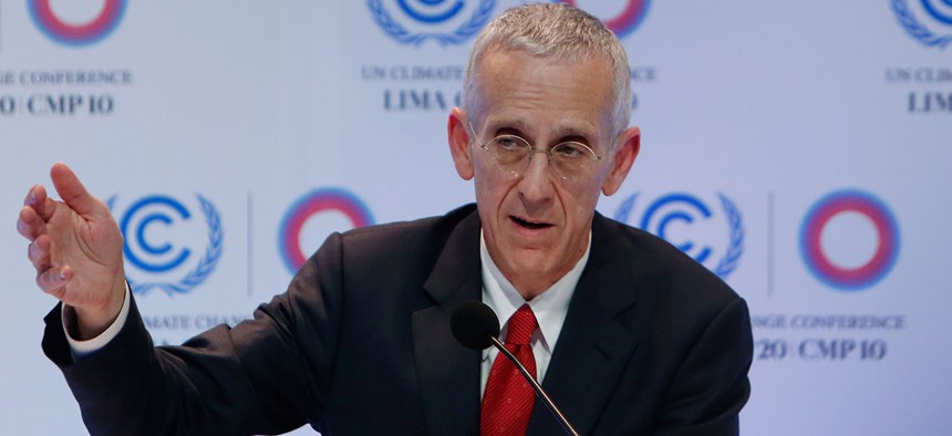 Todd Stern speaks during a press conference at the Climate Change Conference in Lima, Peru in 2014.