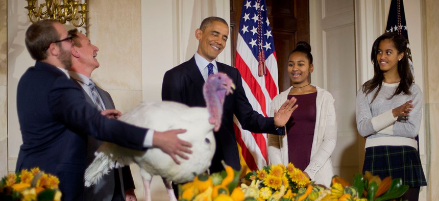 Obama pardons a turkey in 2014.