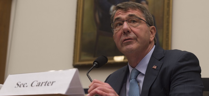 Secretary of Defense Ash Carter testifies before the House Armed Services Committee Tuesday.