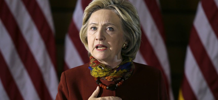 Clinton speaks about her counterterrorism strategy on Tuesday. 