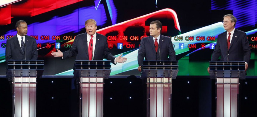 Republican candidates (from left) Ben Carson, Donald Trump, Ted Cruz and Jeb Bush. 
