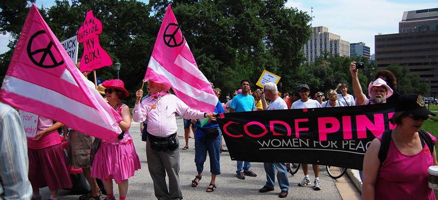 Code Pink members rally in Austin in 20120.