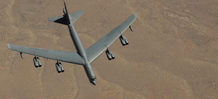 A B-52 Stratofortress is refueled over Utah in 2012.