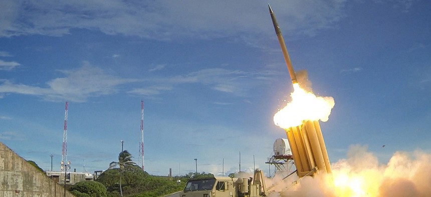 A Terminal High Altitude Area Defense (THAAD) interceptor is launched during a 2013 test.