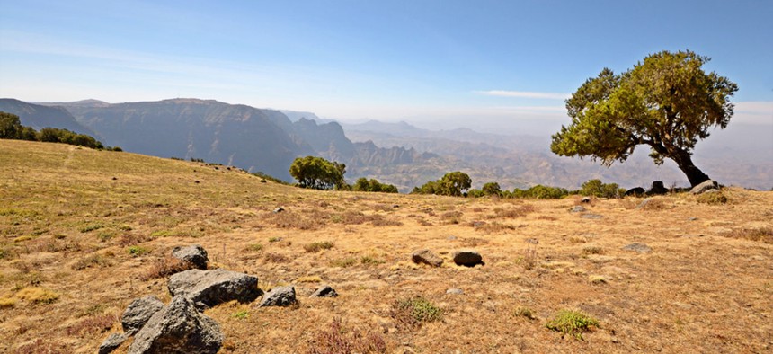 Ethiopia's Simien Mountains National Park is shown during the dry season.