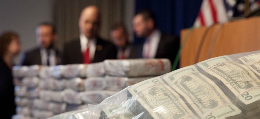DEA officials hold a news conference on a large heroin seizure in New York state. 