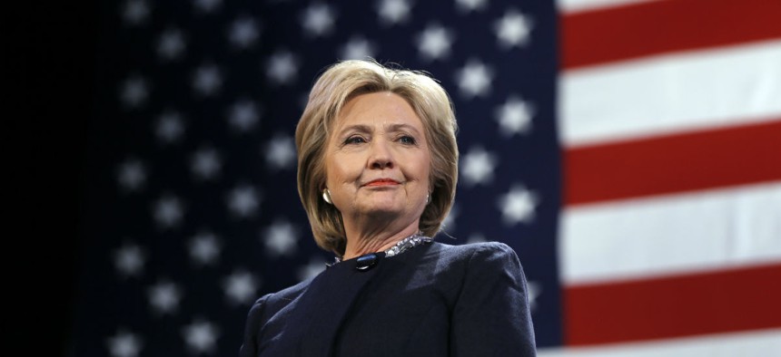 Hillary Clinton at a campaign stop in January.