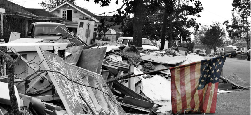 The aftermath of Hurricane Katrina in Chalmette, Louisiana.