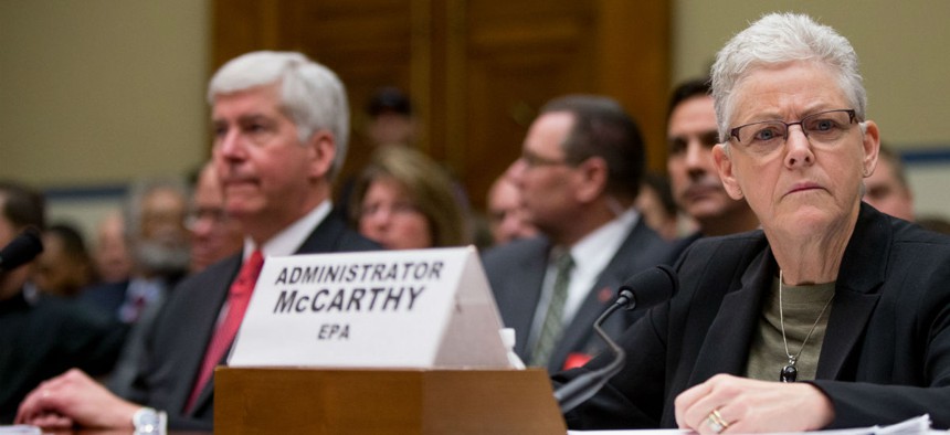 Michigan Gov. Rick Snyder and EPA Administrator Gina McCarthy testify before the House Oversight and Government Reform Committee. 