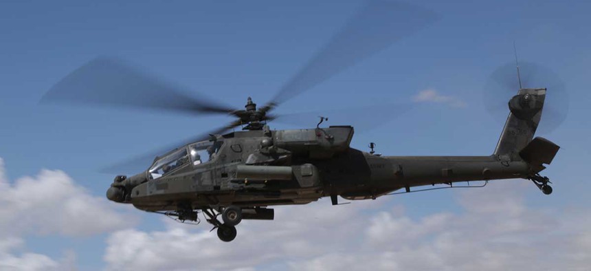 Soldiers pilot an AH-64D Apache Longbow during a training exercise last week.
