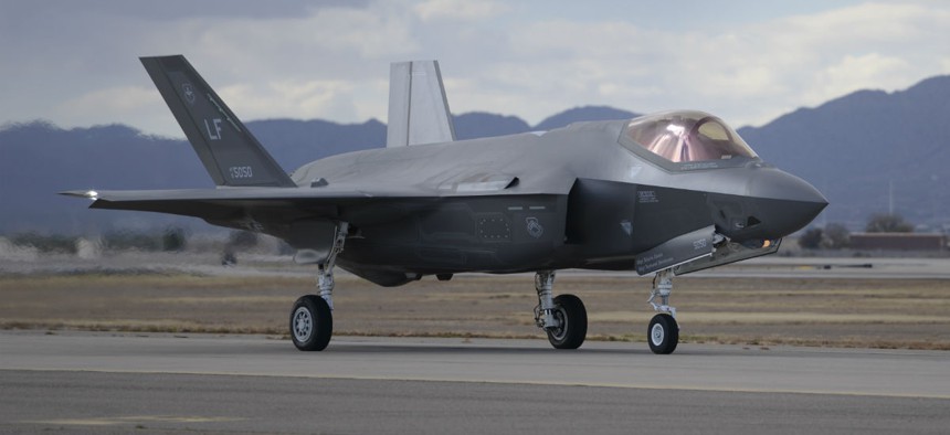 An F-35 returns to Luke Air Force Base, Arizona. 