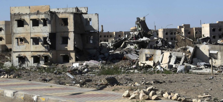 Destroyed buildings in Ramadi in early April. 