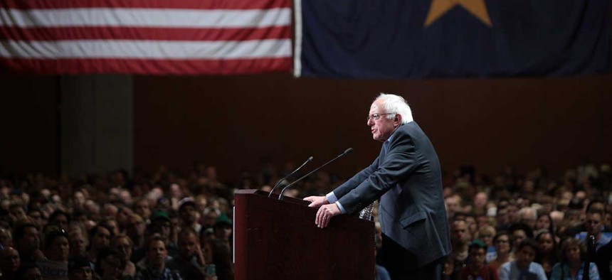 Sanders addresses supporters in Arizona in July.