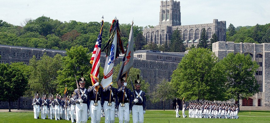 Cadet color guard on parade in 2001 at West Point.