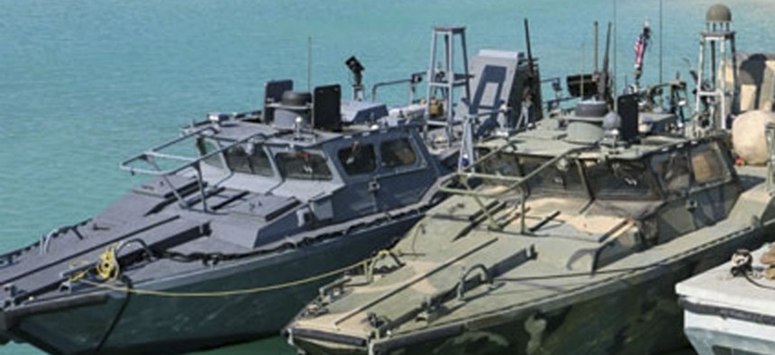 A photo of the detained Navy boats, released by the Iranian Revolutionary Guards. 
