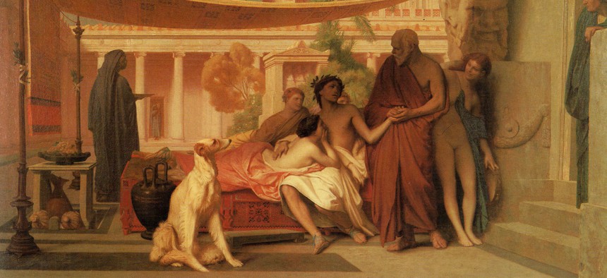 Jean-Léon Gérôme's "Socrate venant chercher Alcibiade chez Aspasie"