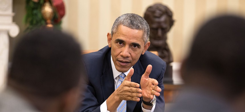 Obama meets with civil rights leaders in 2014.