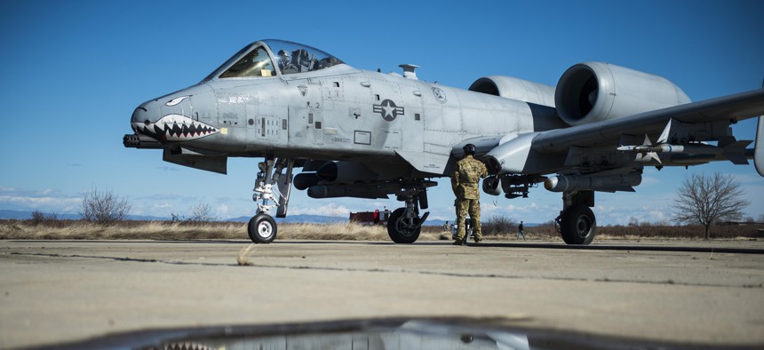  A member of the 100th Logistics Readiness Squadron refuels a 74th Expeditionary Fighter Squadron A-10C Thunderbolt II in February.