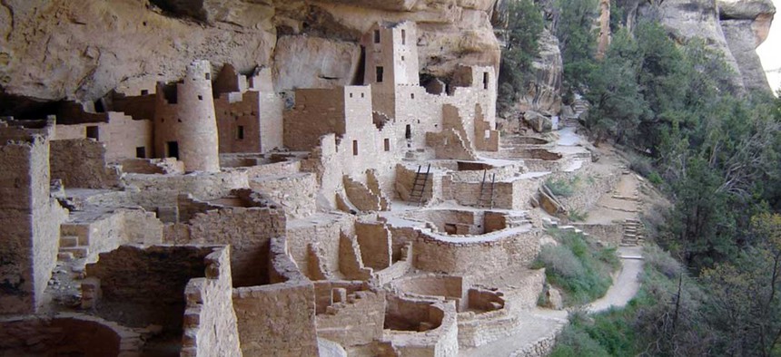 Cliff Palace at Mesa Verde National Park, Colorado, built by Anasazi c. 1200. The Antiquities Act was passed to protect such sites from looters.