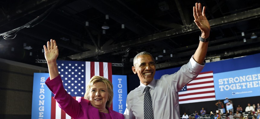 President Obama campaigns with Democratic presidential candidate Hillary Clinton in Charlotte, N.C., last week. 
