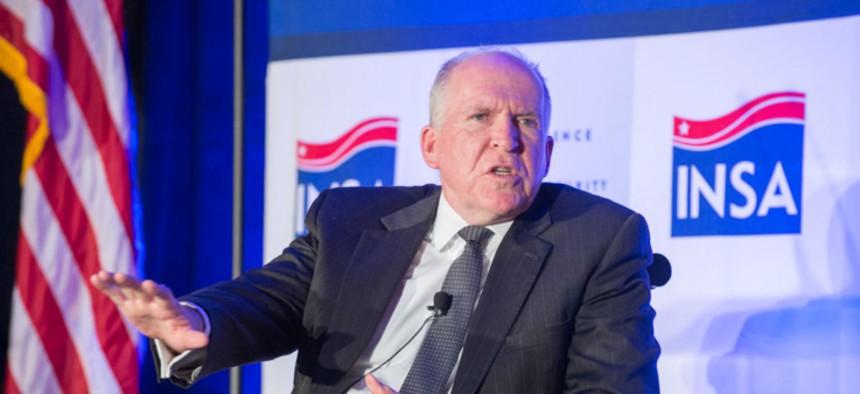 CIA Director John Brennan spoke Tuesday evening at a dinner sponsored by the nonprofit Intelligence and National Security Alliance. 