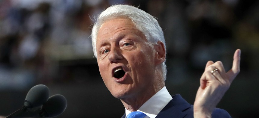Former president Bill Clinton speaks at the Democratic National Convention. 