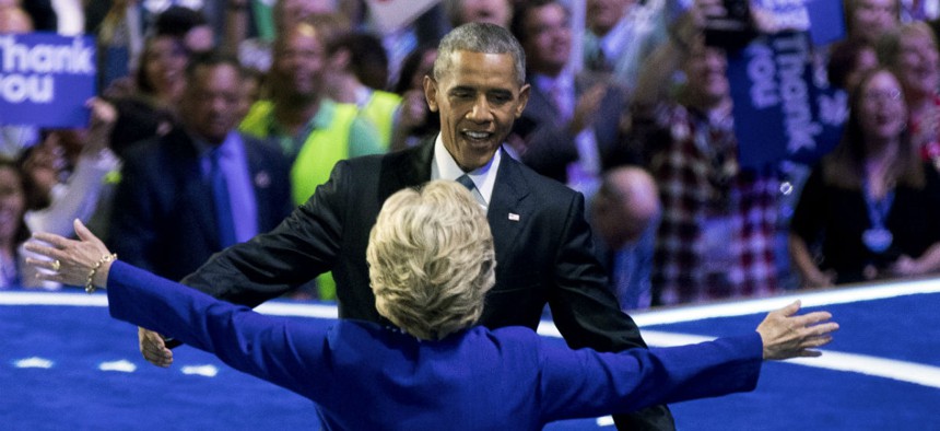 Obama says he is confident in passing the baton to Hillary Clinton. 