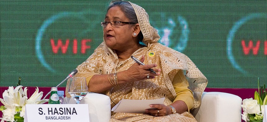 Bangladeshi prime minister Sheikh Hasina speaks at a UN event in 2012.