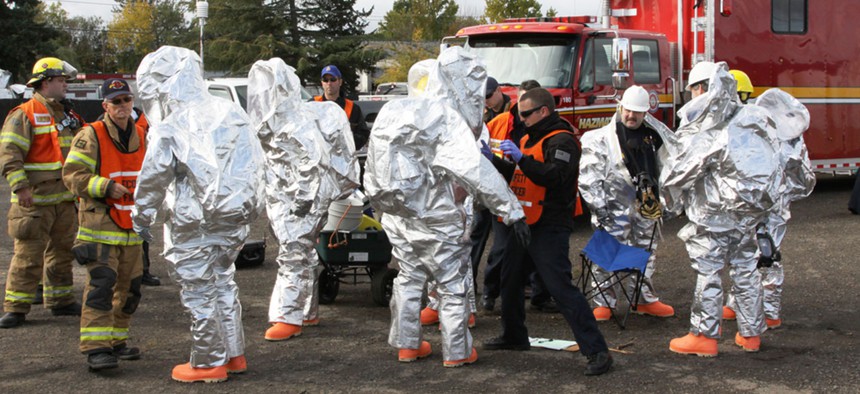 Eugene fire departments & emergency teams conduct disaster drills in Oregon in 2011.