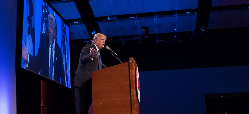 Trump speaks in Iowa in 2015.
