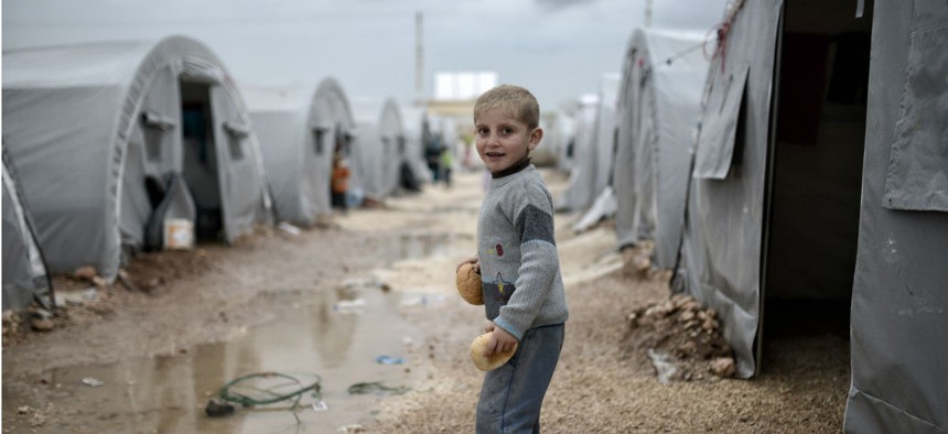 A Syrian boy in a refugee camp in Suruc, Turkey, in October 2015. 