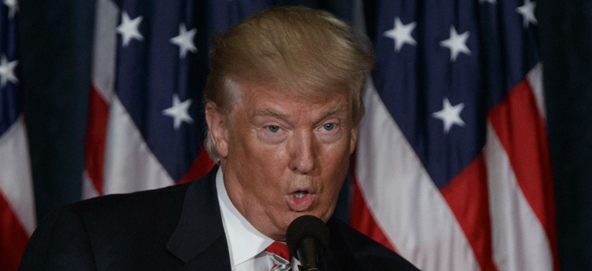 Republican presidential nominee Donald Trump speaks about national security on Wednesday. 