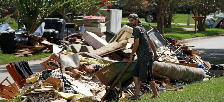 Cleaning up after the August 2016 flood in Baton Rouge, Louisiana.