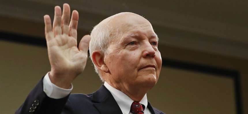 IRS chief John Koskinen is sworn in before the House Judiciary Committee on Wednesday. 