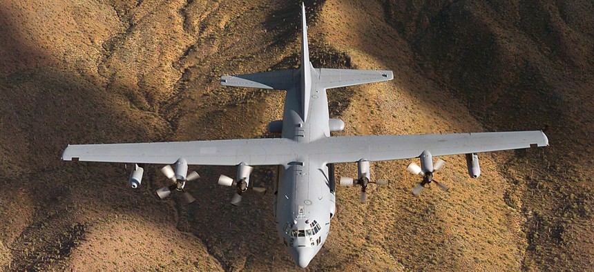 The EC-130H Compass Call has a wingspan of 132 ft. 7 in. and can fly 2,295 miles unrefueled.
