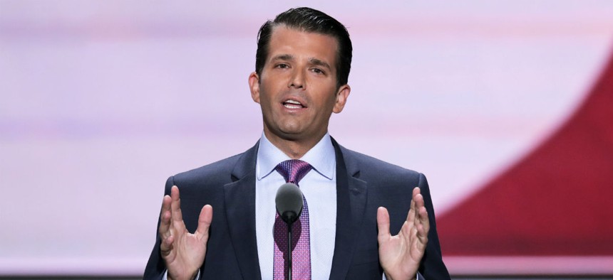 Donald Trump Jr. speaks at the Republican National Convention. 