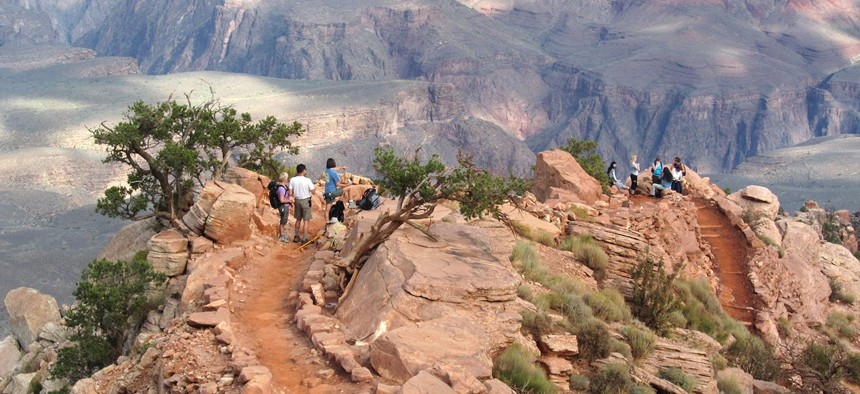 Members of the Grand Canyon Active Trails Program pause to take in the spectacular view from Windy Ridge on the South Kaibab Trail in 2011.