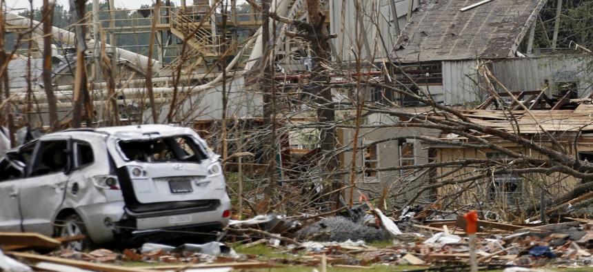 Damage from the April 2014 tornado that hit Louisville, Miss.